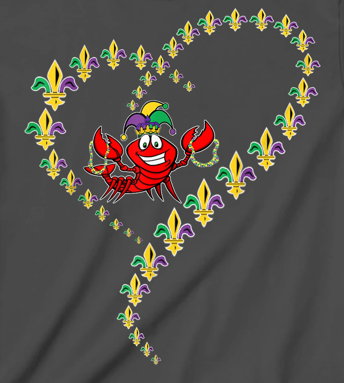 Cool Mardi Gras Fleur-De-Lis Heart Cute Jester Crawfish Boil T-Shirt, Kid T-Shirt and Women T-Shirt