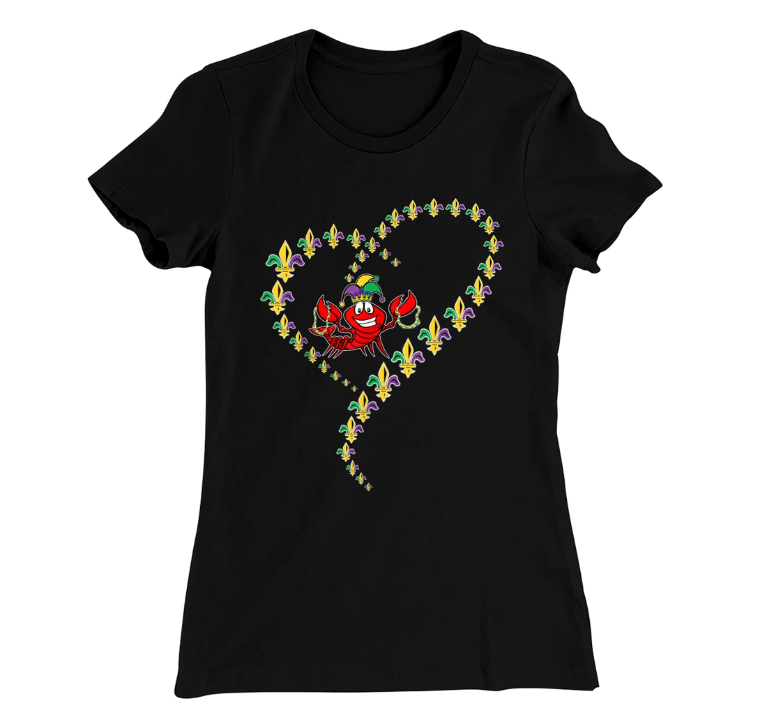 Cool Mardi Gras Fleur-De-Lis Heart Cute Jester Crawfish Boil T-Shirt, Kid T-Shirt and Women T-Shirt