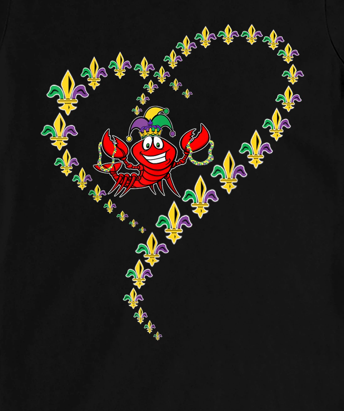 Cool Mardi Gras Fleur-De-Lis Heart Cute Jester Crawfish Boil T-Shirt, Kid T-Shirt and Women T-Shirt