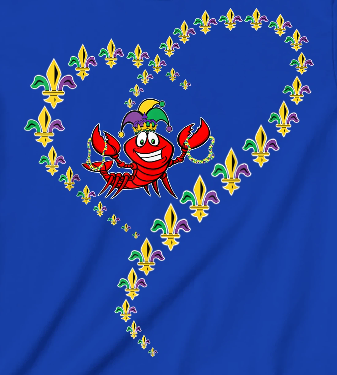 Cool Mardi Gras Fleur-De-Lis Heart Cute Jester Crawfish Boil T-Shirt, Kid T-Shirt and Women T-Shirt