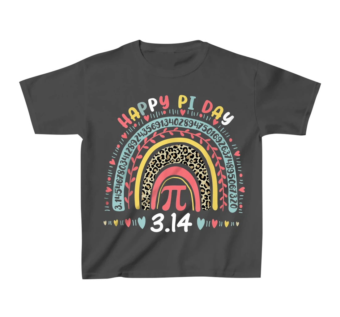 Happy Pi Day Mathematics Math Symbol Teacher Leopard Rainbow T-Shirt, Kid T-Shirt and Women T-Shirt