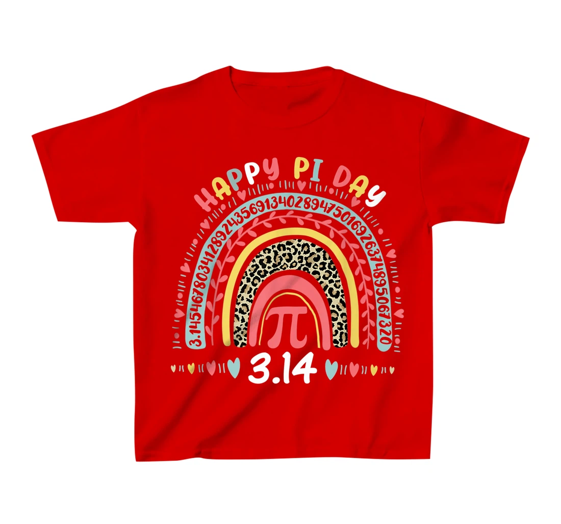 Happy Pi Day Mathematics Math Symbol Teacher Leopard Rainbow T-Shirt, Kid T-Shirt and Women T-Shirt