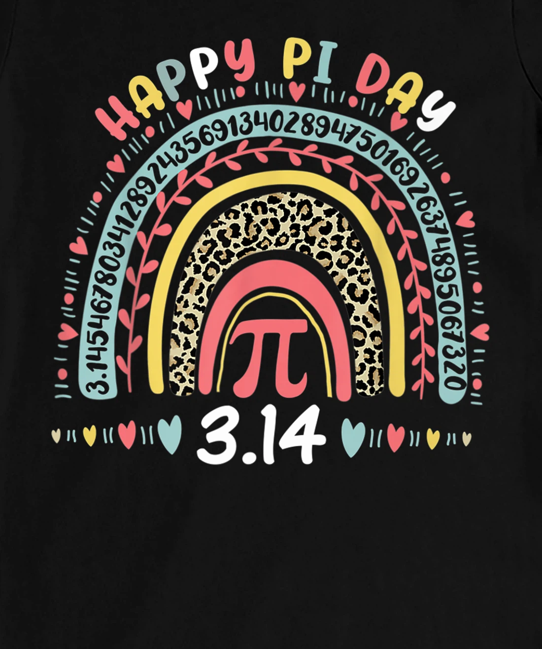 Happy Pi Day Mathematics Math Symbol Teacher Leopard Rainbow T-Shirt, Kid T-Shirt and Women T-Shirt