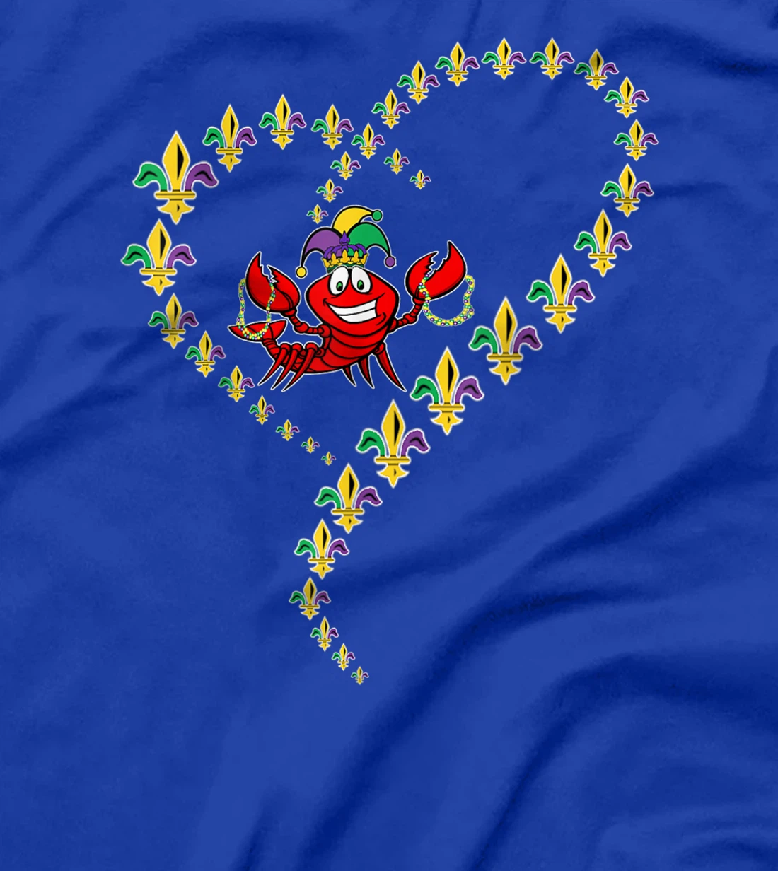 Cool Mardi Gras Fleur-De-Lis Heart Cute Jester Crawfish Boil T-Shirt, Kid T-Shirt and Women T-Shirt