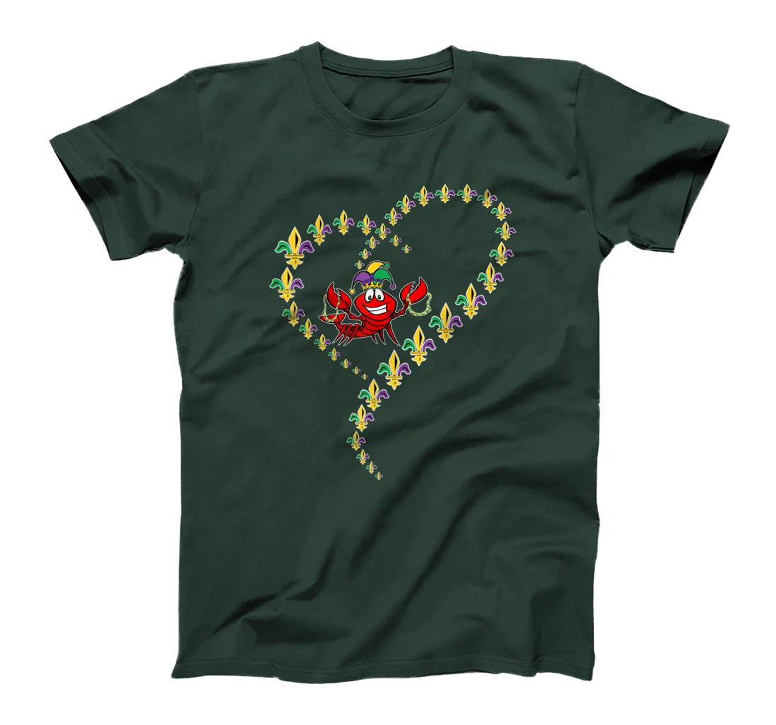 Cool Mardi Gras Fleur-De-Lis Heart Cute Jester Crawfish Boil T-Shirt, Kid T-Shirt and Women T-Shirt