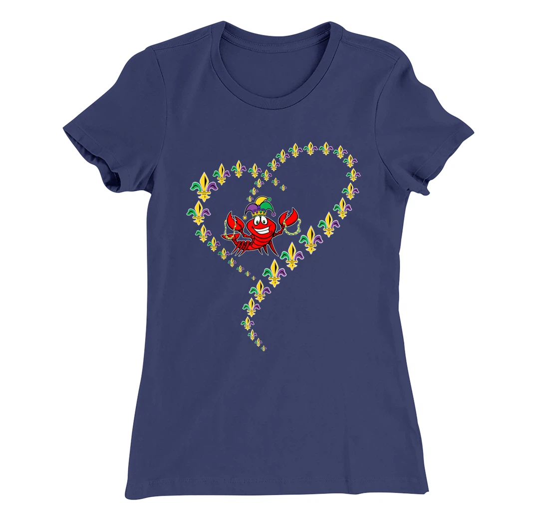 Cool Mardi Gras Fleur-De-Lis Heart Cute Jester Crawfish Boil T-Shirt, Kid T-Shirt and Women T-Shirt