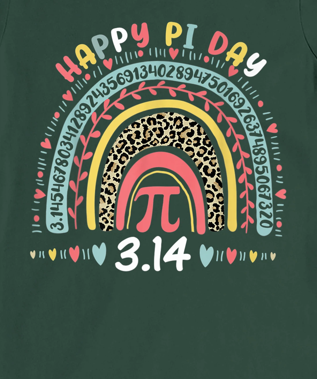 Happy Pi Day Mathematics Math Symbol Teacher Leopard Rainbow T-Shirt, Kid T-Shirt and Women T-Shirt