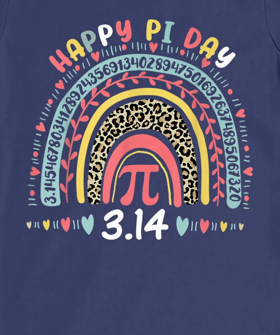 Happy Pi Day Mathematics Math Symbol Teacher Leopard Rainbow T-Shirt, Kid T-Shirt and Women T-Shirt