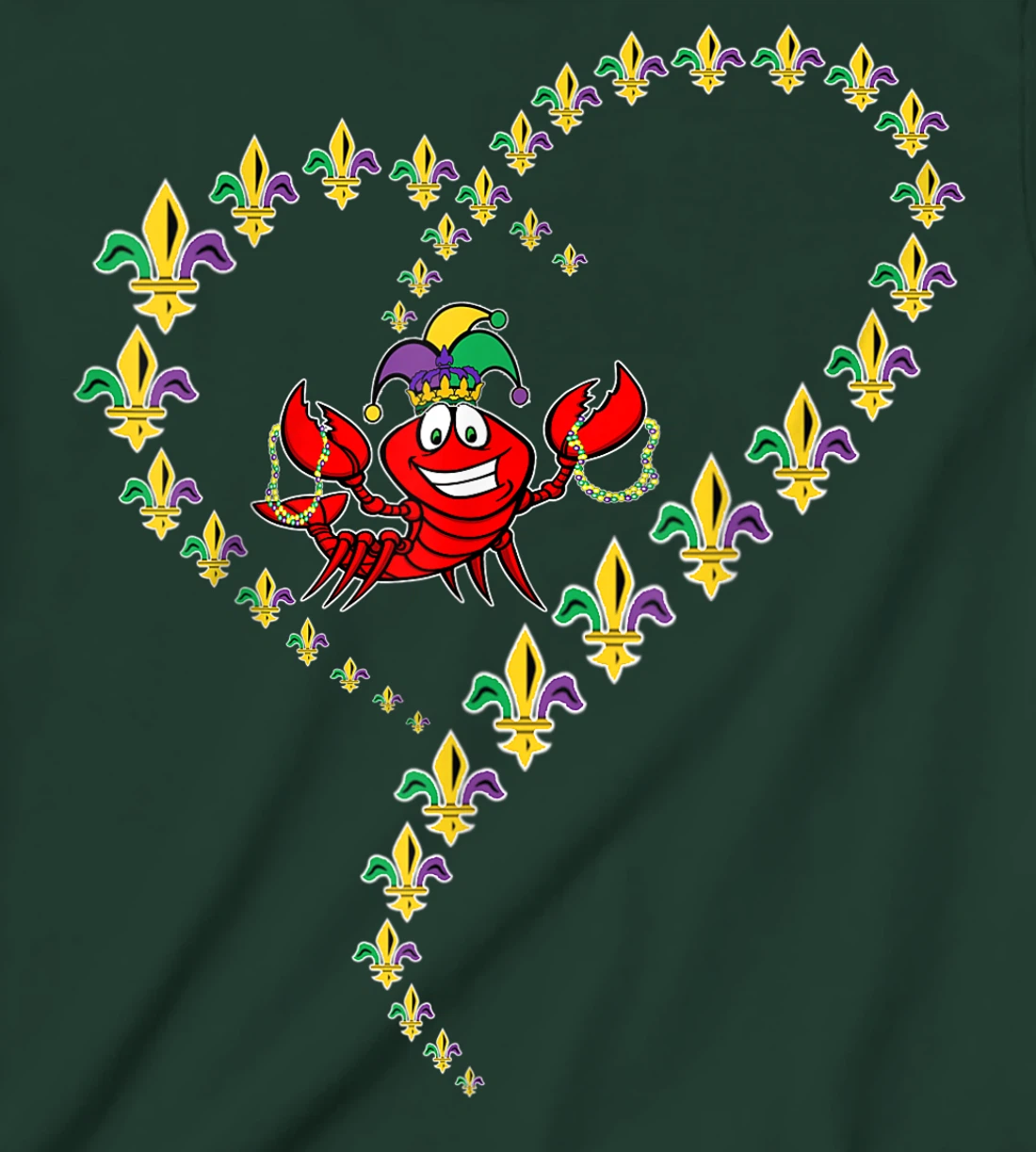 Cool Mardi Gras Fleur-De-Lis Heart Cute Jester Crawfish Boil T-Shirt, Kid T-Shirt and Women T-Shirt