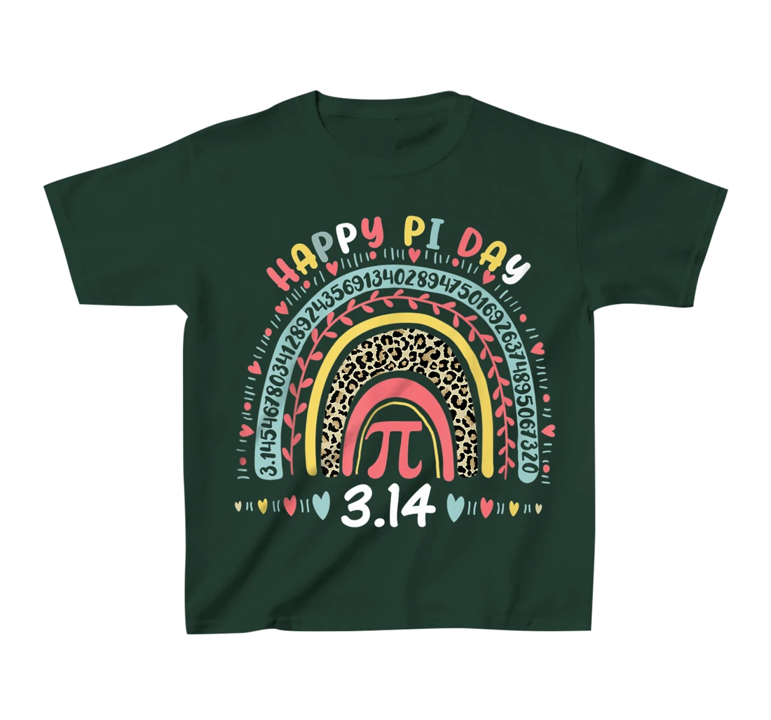 Happy Pi Day Mathematics Math Symbol Teacher Leopard Rainbow T-Shirt, Kid T-Shirt and Women T-Shirt