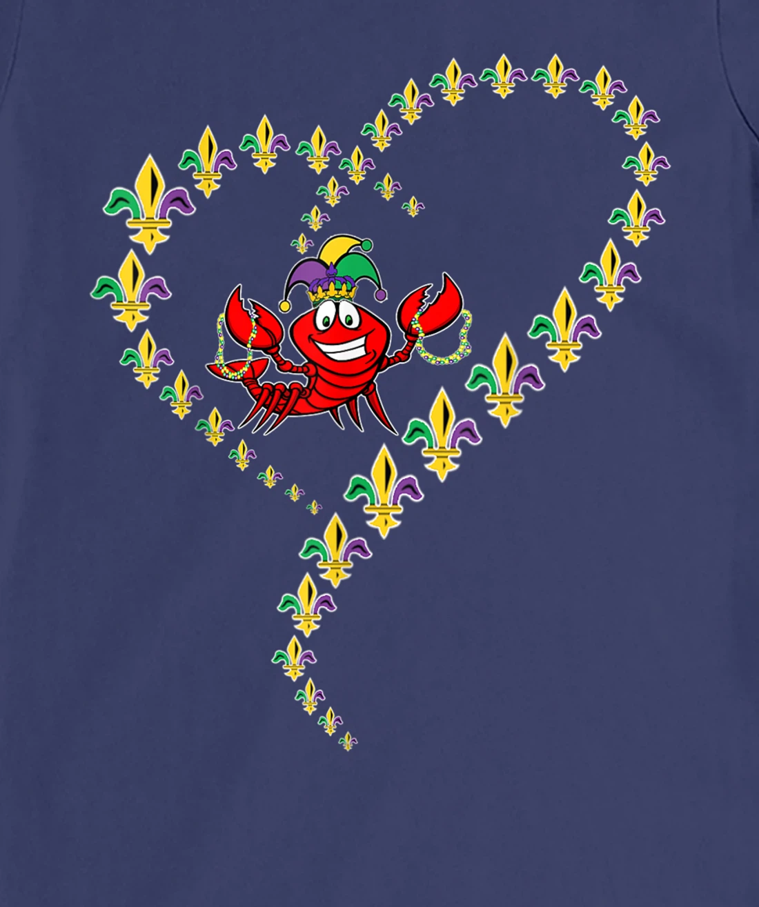Cool Mardi Gras Fleur-De-Lis Heart Cute Jester Crawfish Boil T-Shirt, Kid T-Shirt and Women T-Shirt