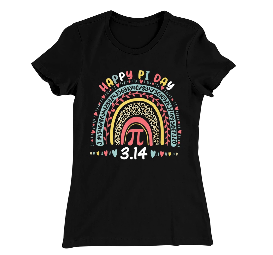 Happy Pi Day Mathematics Math Symbol Teacher Leopard Rainbow T-Shirt, Kid T-Shirt and Women T-Shirt