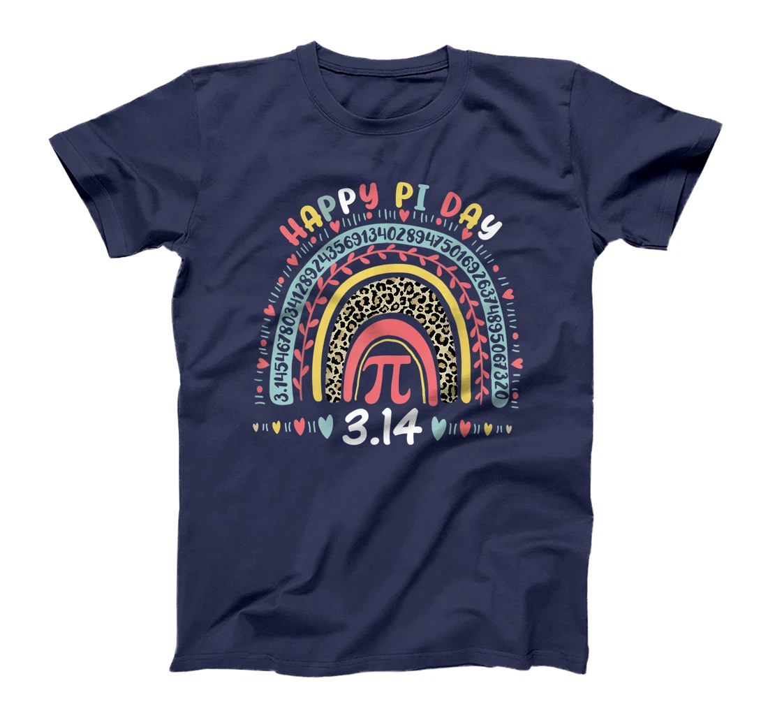 Happy Pi Day Mathematics Math Symbol Teacher Leopard Rainbow T-Shirt, Kid T-Shirt and Women T-Shirt