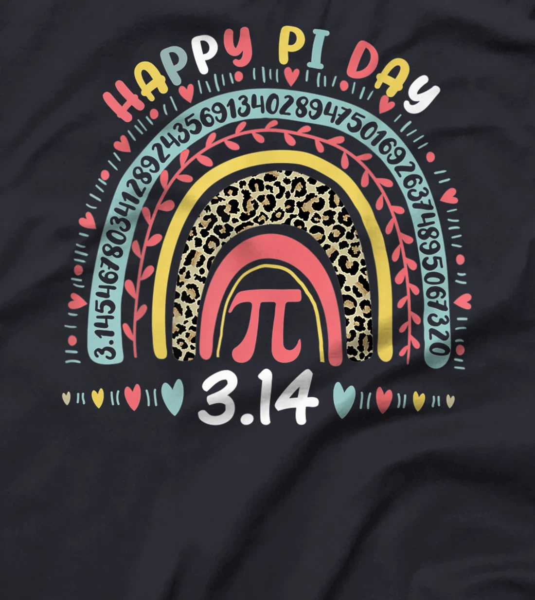 Happy Pi Day Mathematics Math Symbol Teacher Leopard Rainbow T-Shirt, Kid T-Shirt and Women T-Shirt