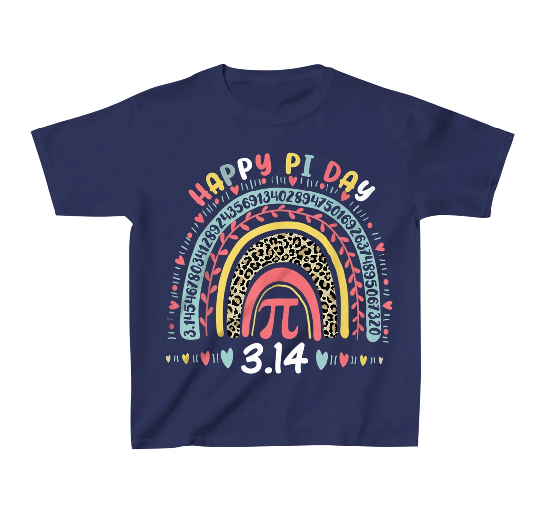 Happy Pi Day Mathematics Math Symbol Teacher Leopard Rainbow T-Shirt, Kid T-Shirt and Women T-Shirt