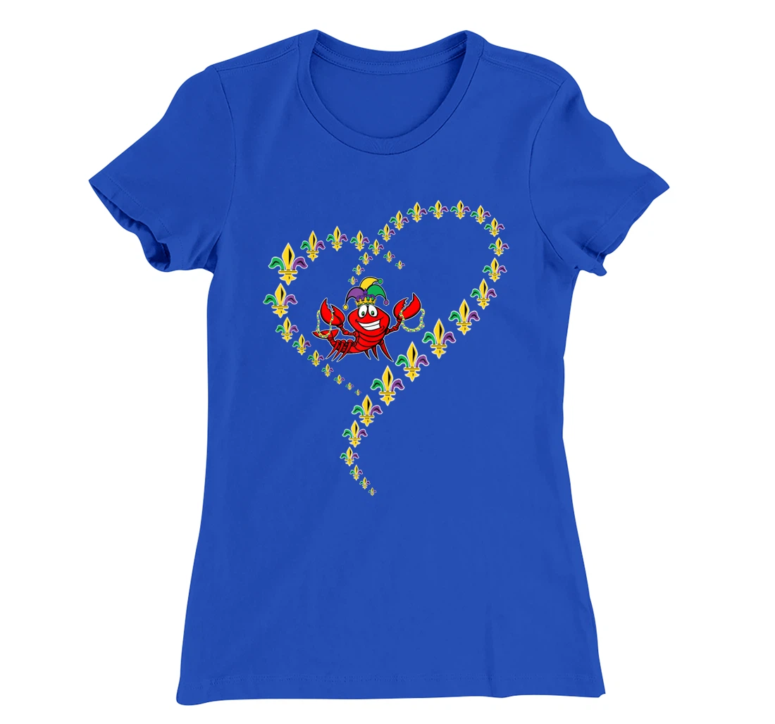 Cool Mardi Gras Fleur-De-Lis Heart Cute Jester Crawfish Boil T-Shirt, Kid T-Shirt and Women T-Shirt
