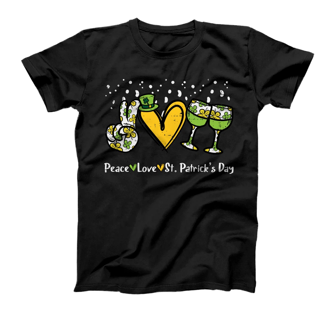 Peace Love St Patricks Day Cute Saint Paddys Shamrock Women T-Shirt