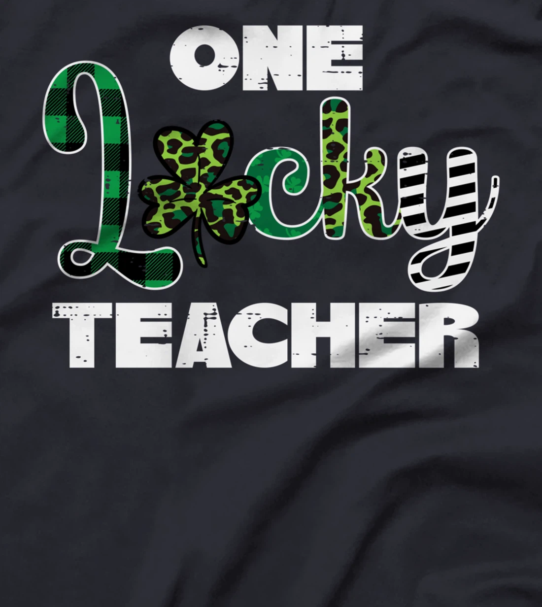 One Lucky Teacher Plaid Leopard St Patricks Day Women T-Shirt