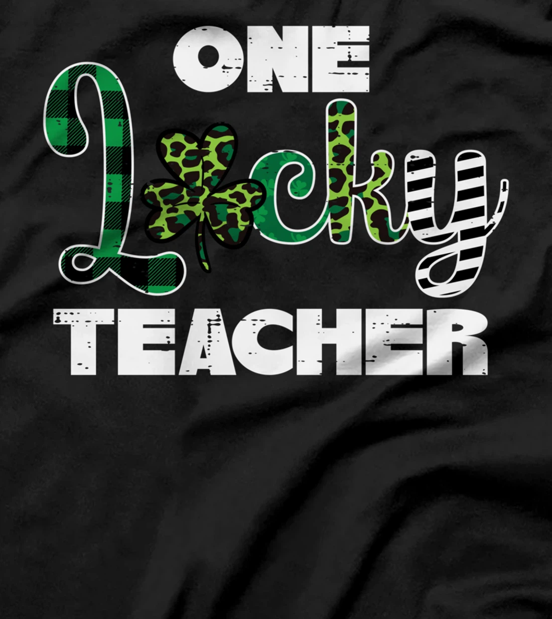One Lucky Teacher Plaid Leopard St Patricks Day Women T-Shirt