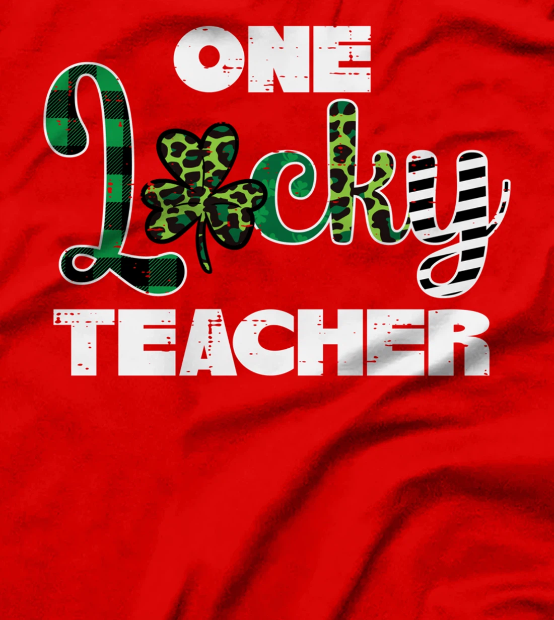 One Lucky Teacher Plaid Leopard St Patricks Day Women T-Shirt