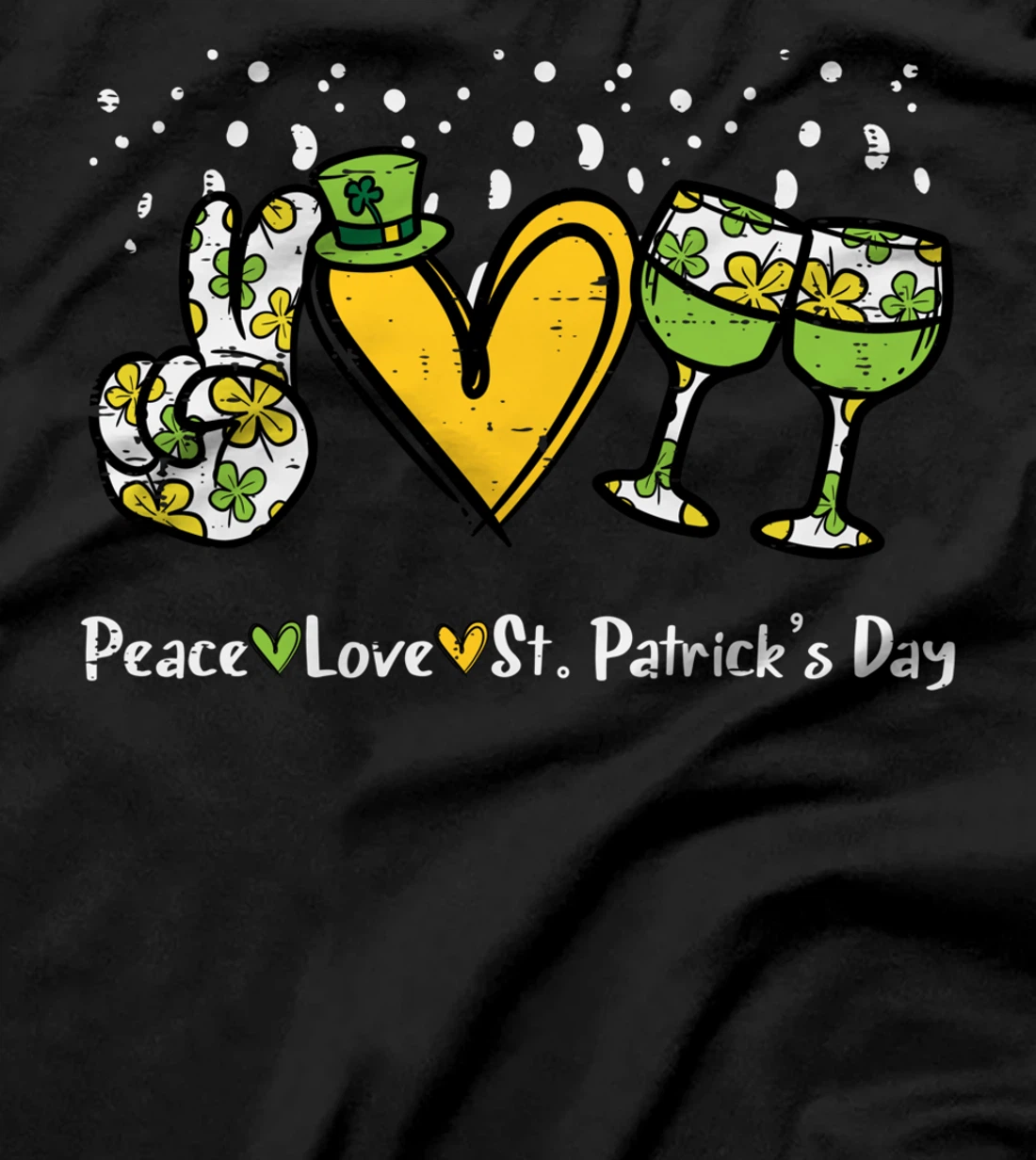 Peace Love St Patricks Day Cute Saint Paddys Shamrock Women T-Shirt