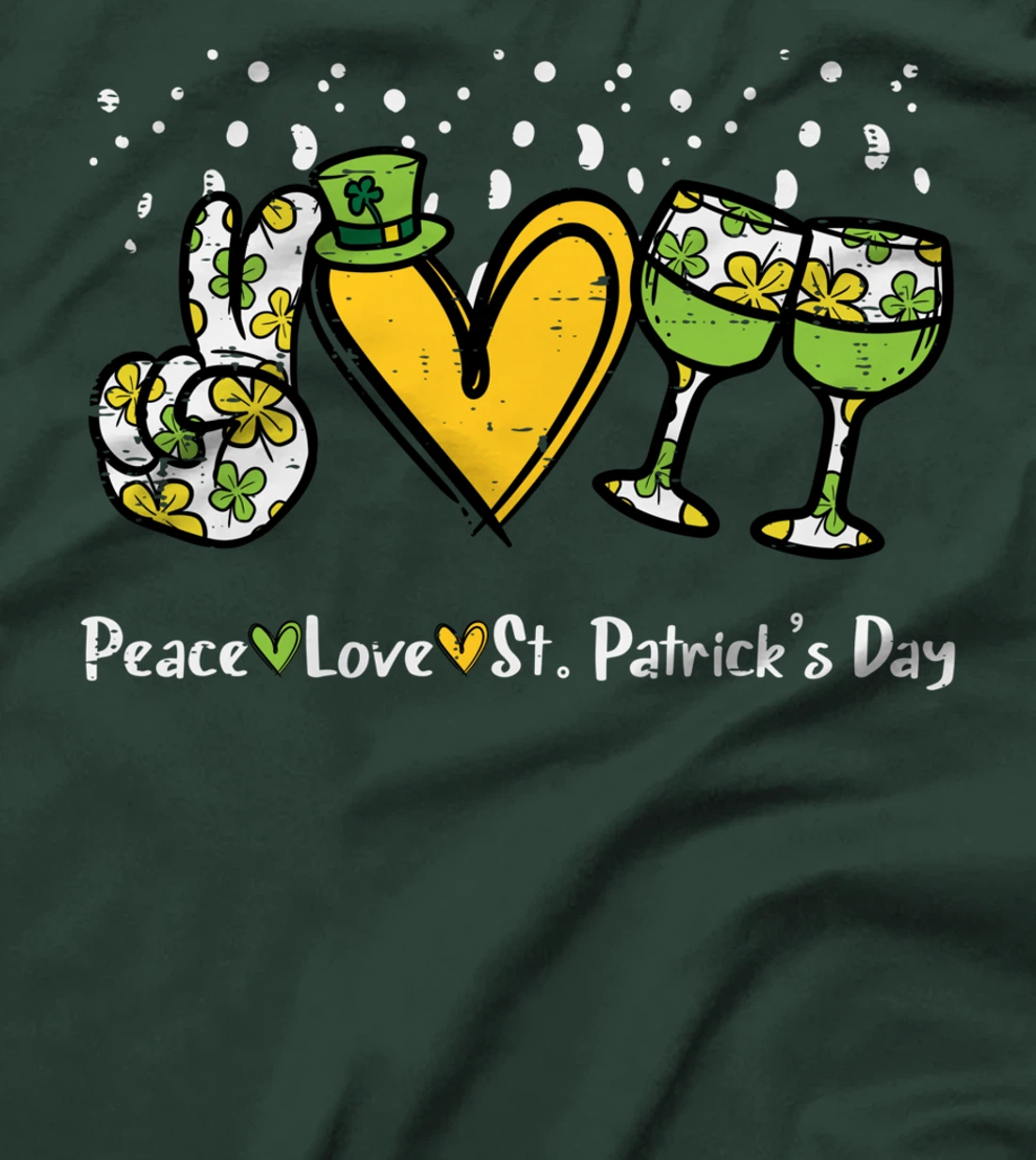 Peace Love St Patricks Day Cute Saint Paddys Shamrock Women T-Shirt