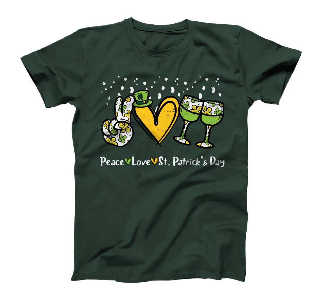 Peace Love St Patricks Day Cute Saint Paddys Shamrock Women T-Shirt