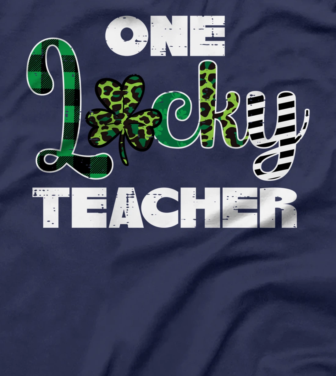 One Lucky Teacher Plaid Leopard St Patricks Day Women T-Shirt