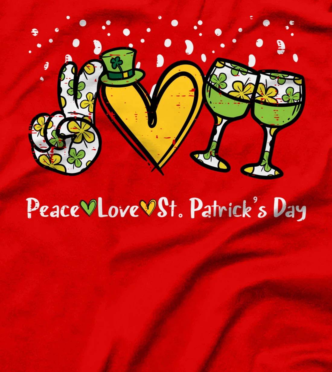 Peace Love St Patricks Day Cute Saint Paddys Shamrock Women T-Shirt