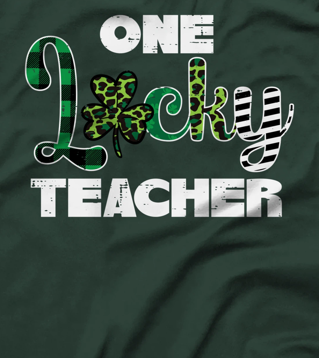 One Lucky Teacher Plaid Leopard St Patricks Day Women T-Shirt