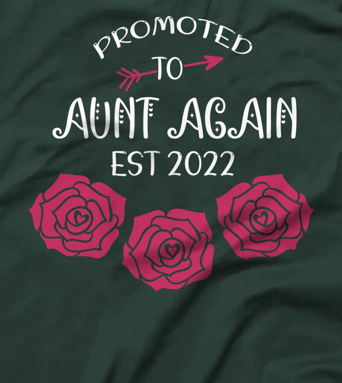 Promoted to Aunt 2022 Again Mom Flowers Pink Pregnancy T-Shirt