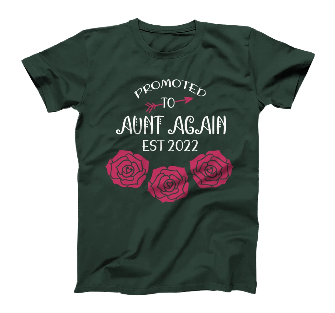 Promoted to Aunt 2022 Again Mom Flowers Pink Pregnancy T-Shirt
