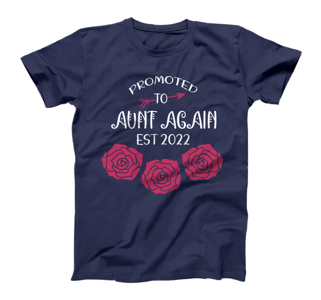 Promoted to Aunt 2022 Again Mom Flowers Pink Pregnancy T-Shirt