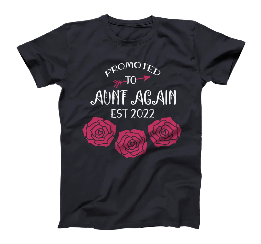 Promoted to Aunt 2022 Again Mom Flowers Pink Pregnancy T-Shirt
