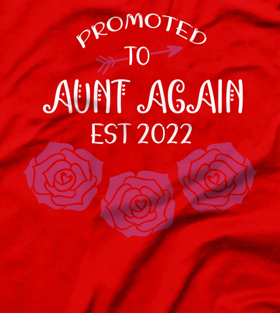 Promoted to Aunt 2022 Again Mom Flowers Pink Pregnancy T-Shirt