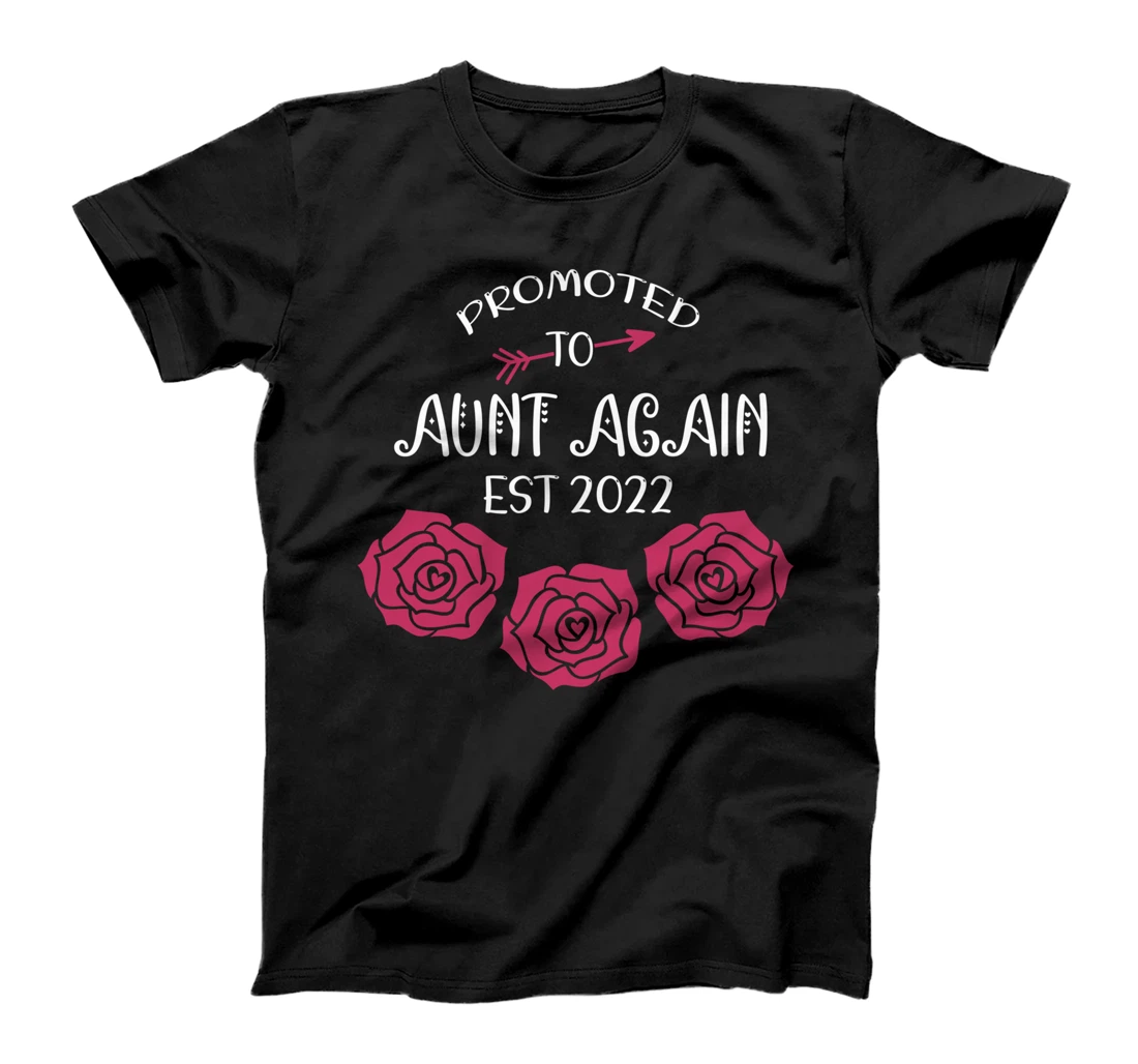 Promoted to Aunt 2022 Again Mom Flowers Pink Pregnancy T-Shirt