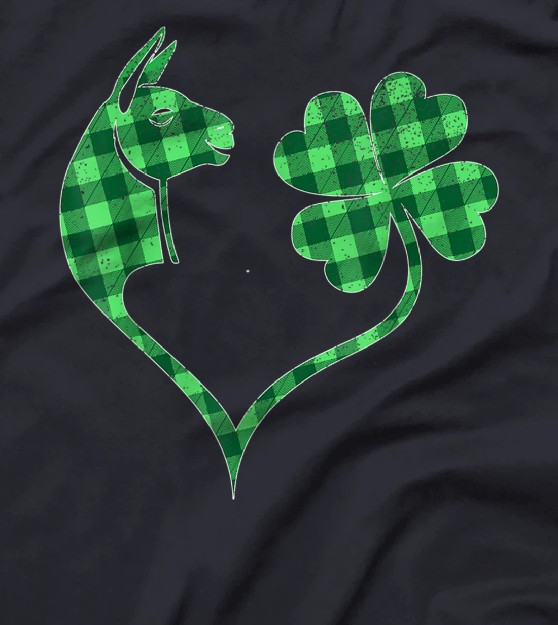 Llama Green Shamrock Buffalo Plaid Happy St. Patrick's Day T-Shirt