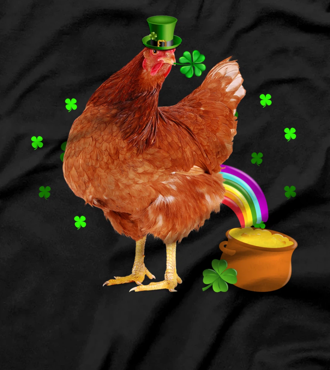 Funny Chicken Leprechaun Hat St. Patrick's Day Shamrock T-Shirt