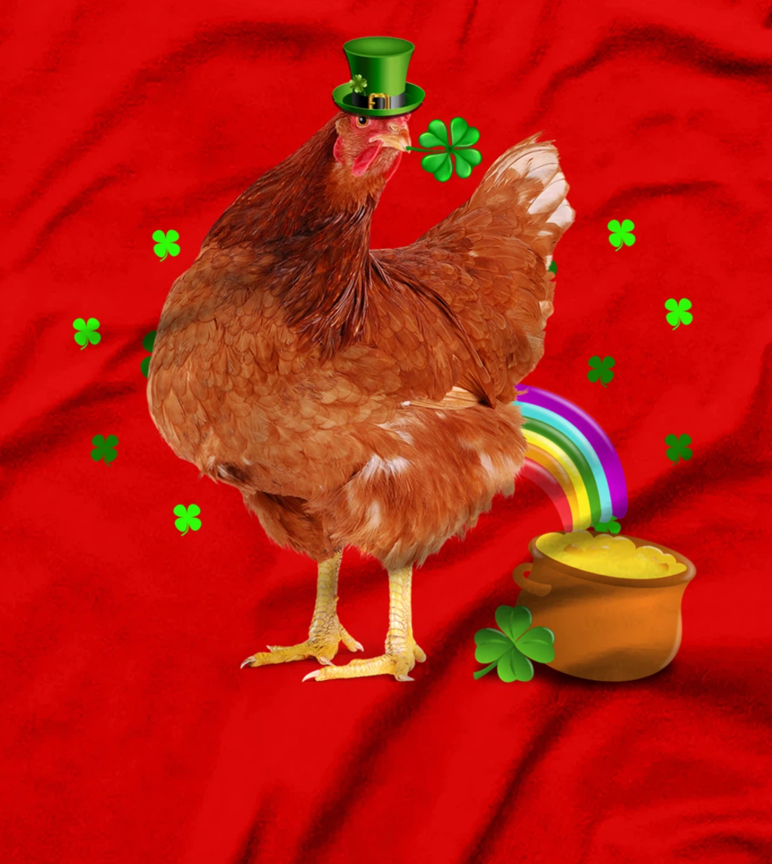 Funny Chicken Leprechaun Hat St. Patrick's Day Shamrock T-Shirt