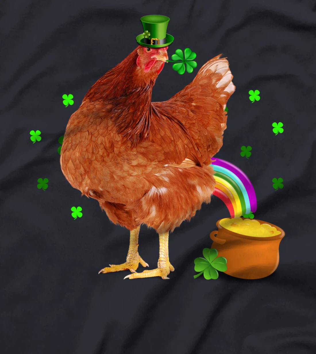 Funny Chicken Leprechaun Hat St. Patrick's Day Shamrock T-Shirt