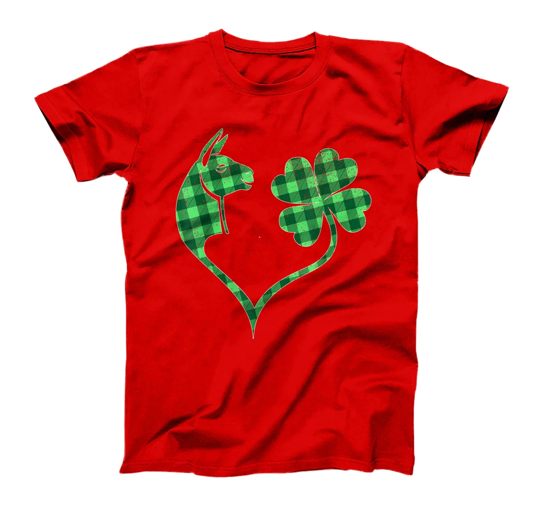 Llama Green Shamrock Buffalo Plaid Happy St. Patrick's Day T-Shirt