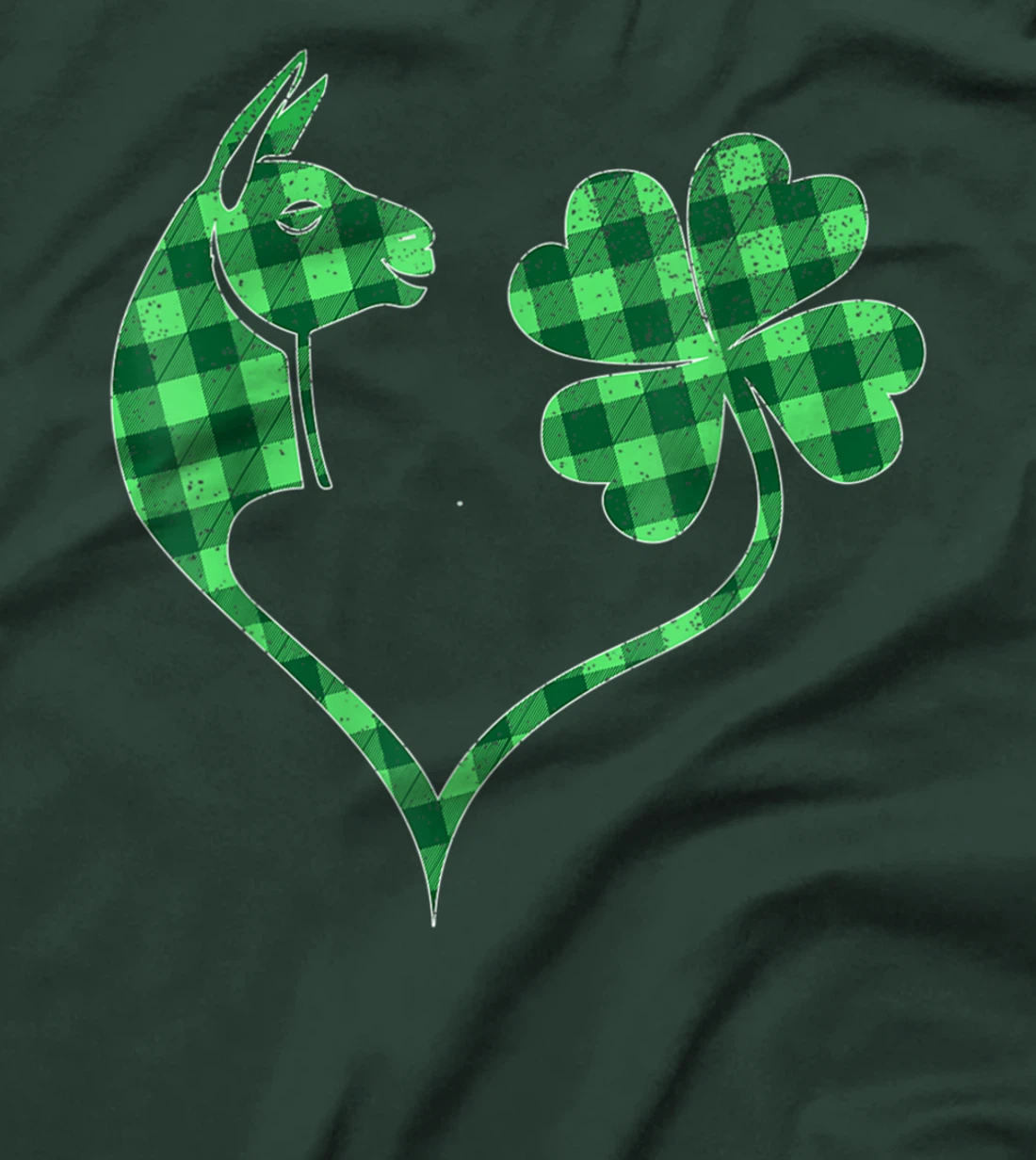 Llama Green Shamrock Buffalo Plaid Happy St. Patrick's Day T-Shirt