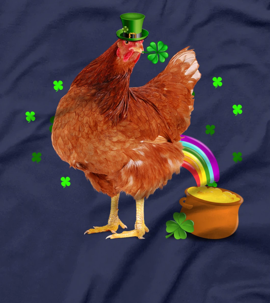 Funny Chicken Leprechaun Hat St. Patrick's Day Shamrock T-Shirt