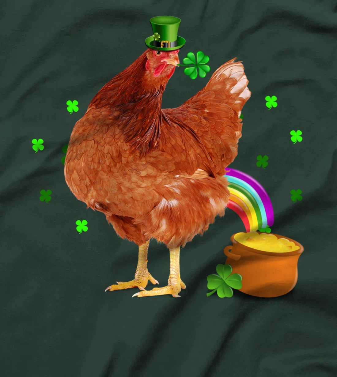 Funny Chicken Leprechaun Hat St. Patrick's Day Shamrock T-Shirt