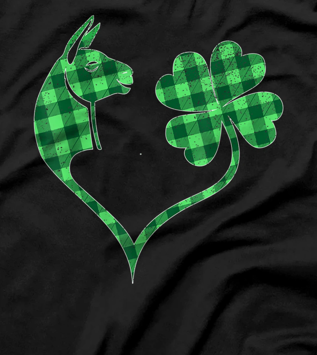 Llama Green Shamrock Buffalo Plaid Happy St. Patrick's Day T-Shirt