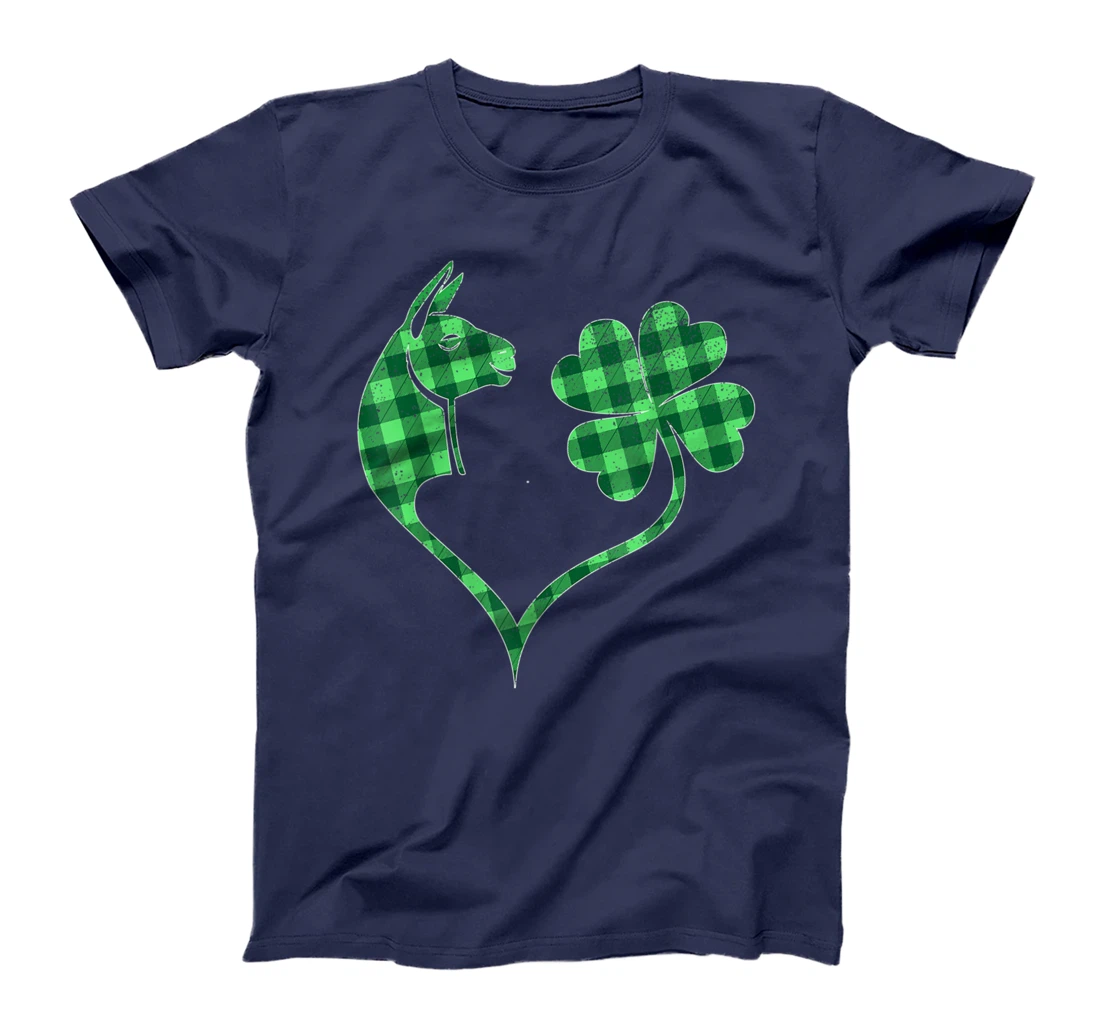 Llama Green Shamrock Buffalo Plaid Happy St. Patrick's Day T-Shirt