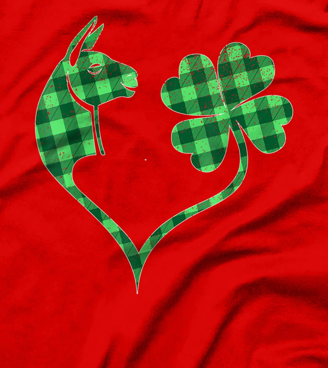Llama Green Shamrock Buffalo Plaid Happy St. Patrick's Day T-Shirt