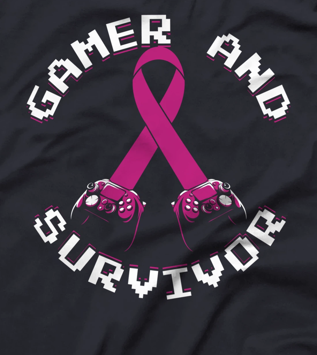 Breast Cancer Awareness Gamer And Survivor Pink Ribbon T-Shirt