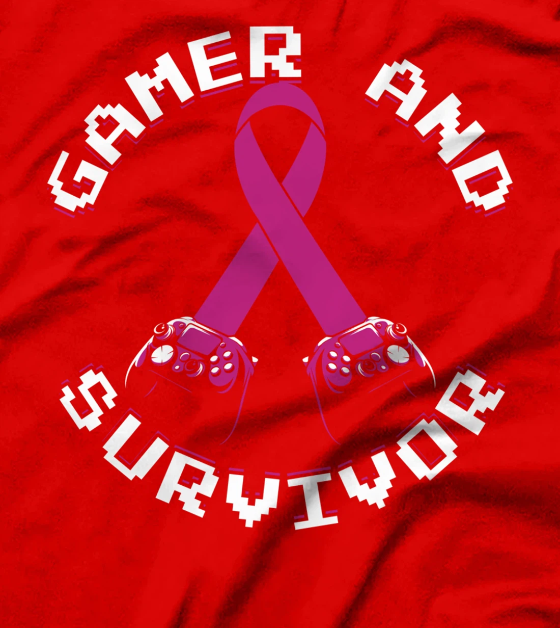 Breast Cancer Awareness Gamer And Survivor Pink Ribbon T-Shirt