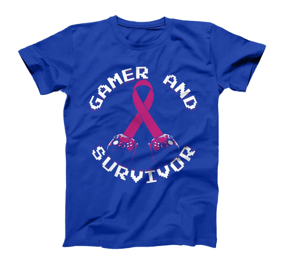 Breast Cancer Awareness Gamer And Survivor Pink Ribbon T-Shirt